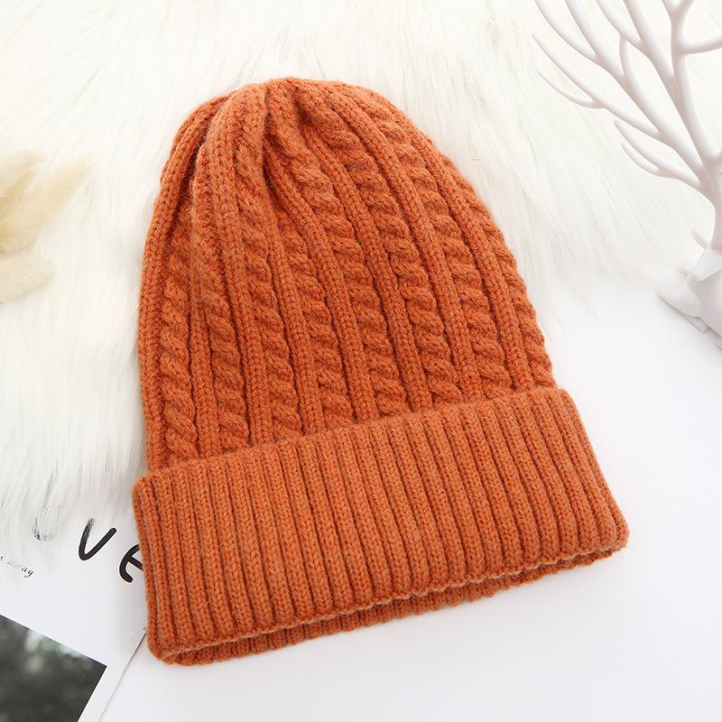 Winter Solid Color Knitted Warm Hat Knitted Women's Hat