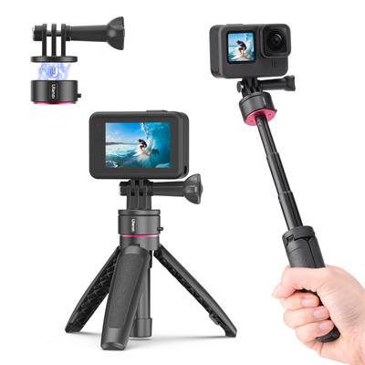 Gopro için Ulanzi II Mini Tripod Manyetik Manyetik Montaj Hızlı Çıkarma Tripod Teleskopik Selfie Çubuğu Kamera Tripod Aksiyon Kamerası Hafif Masaüstü