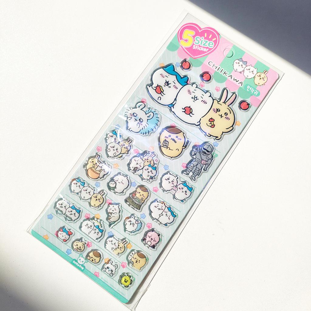4pcsChiikawa Cute Cartoon Stickers - 3D Stereoscopic Epoxy Resin Decals Great for Kids' DIY Decor & Holiday Gifts