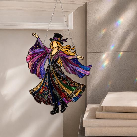 Cattura Sole Ballerina, Girandola in Vetro Colorato Fatta a Mano, Cattura Luce Solare da Appendere Boho per Finestra Giardino Portico Decorazione