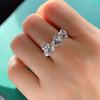 New Luxury Love Connected Ring For Women  Stamp Super Flash Zirconia Ring Party Birthday Wedding Jewelry Gift