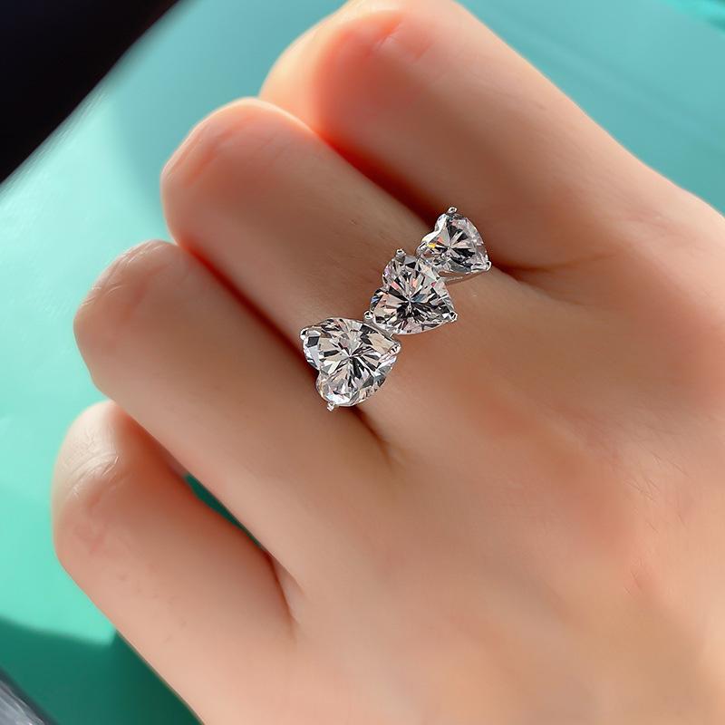 New Luxury Love Connected Ring For Women  Stamp Super Flash Zirconia Ring Party Birthday Wedding Jewelry Gift