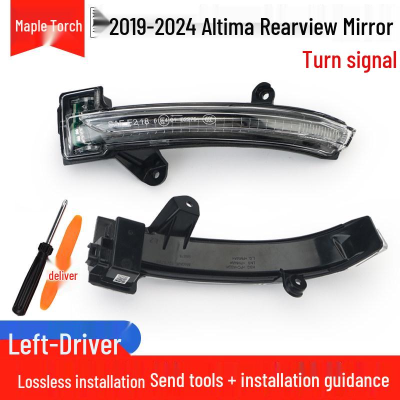 Compatible Rearview Mirror Cover with Camera, Frame & Turn Signal for 2019-2024 Nissan Altima