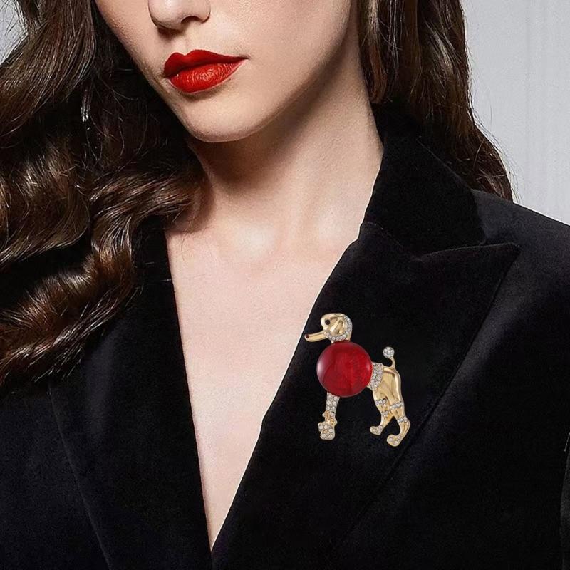 Elegant Poodle Brooch Secure Clasp Portable Alloy Jewelry for Formal Event Daily Wear