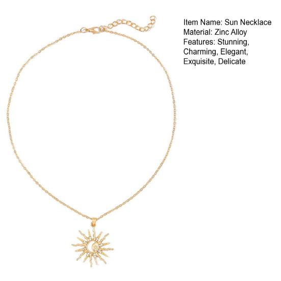 Yousheng Gold Plated Sun Necklace for Women, Sun Moon Pendant Necklace, Jewelry Gifts for Teens Girls, Friends