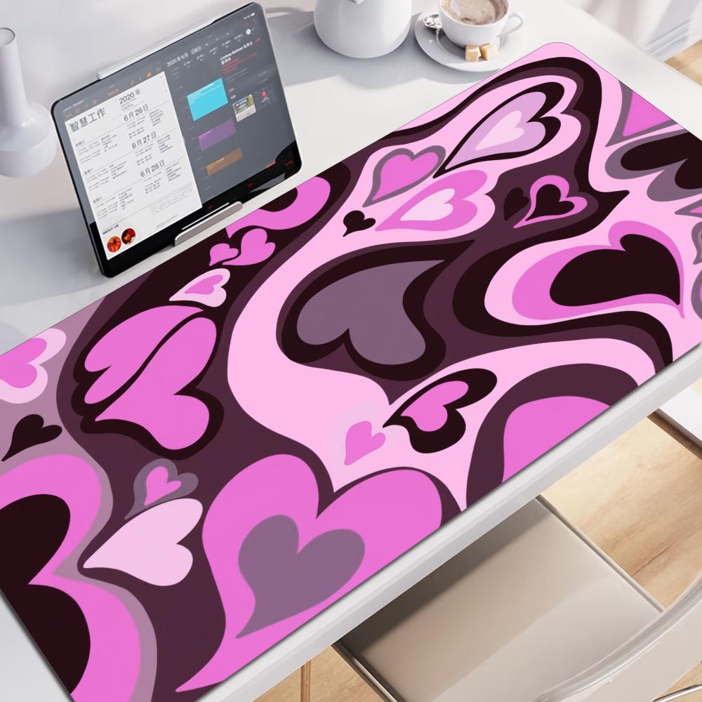 HD Print Large Gaming Mouse Pad XXL Gamer Keyboard Mat Rubber Coffee Love Mousepad Blue NonSlip Desk Mat Cute Girls Carpets