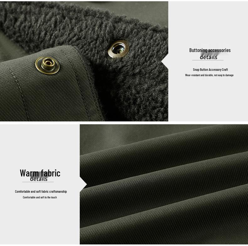 Men's Winter Lamb Wool Lined Casual Jacket - Warm, Middle-Aged Style, Plus Velvet Thickness