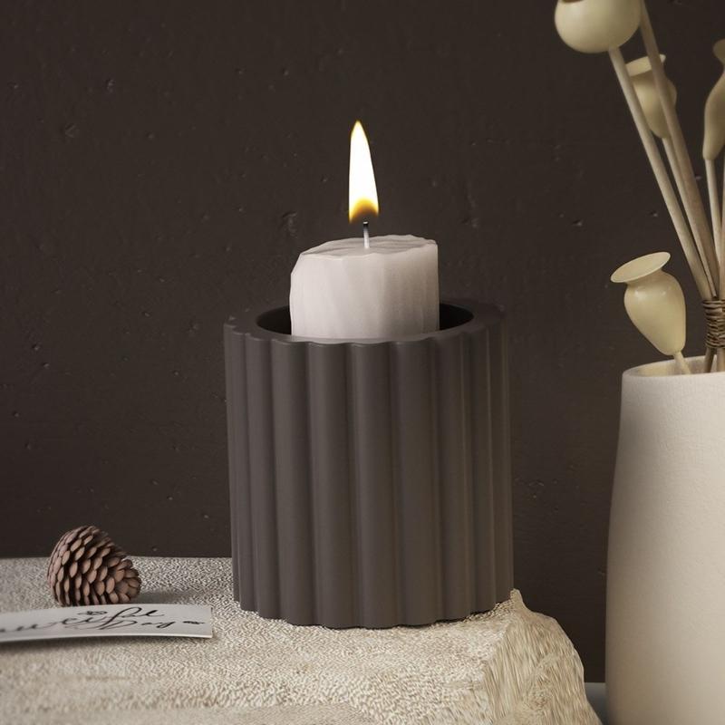 Kerzenhalter-Harzformen, gestreifter zylindrischer Kerzenständer, Silikonform, einzigartiger Kerzenständer, Epoxidgussform zum Selbermachen