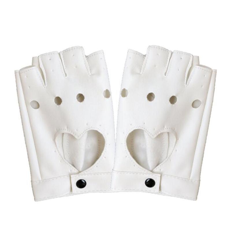 Leather Gloves Luvas Guantes Mujer For Women Girls Multicolor Red Balck White Loving Solid Heart Mittens