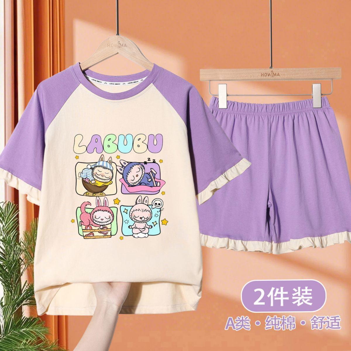 

Детский комплект футболки с коротким рукавом LBB, Летний повседневный комплект из чистого хлопка для девочек 160