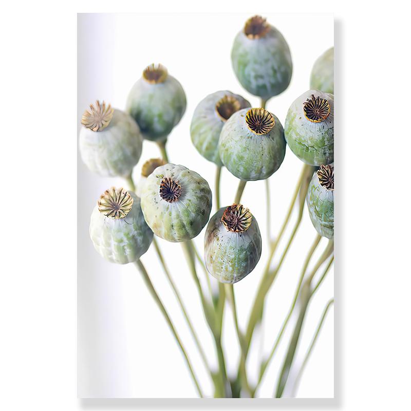 Affiche en toile avec feuilles botaniques vertes, maison nordique, fleur, paysage imprimé, peinture murale, image de plante d'art pour salon et chambre à coucher