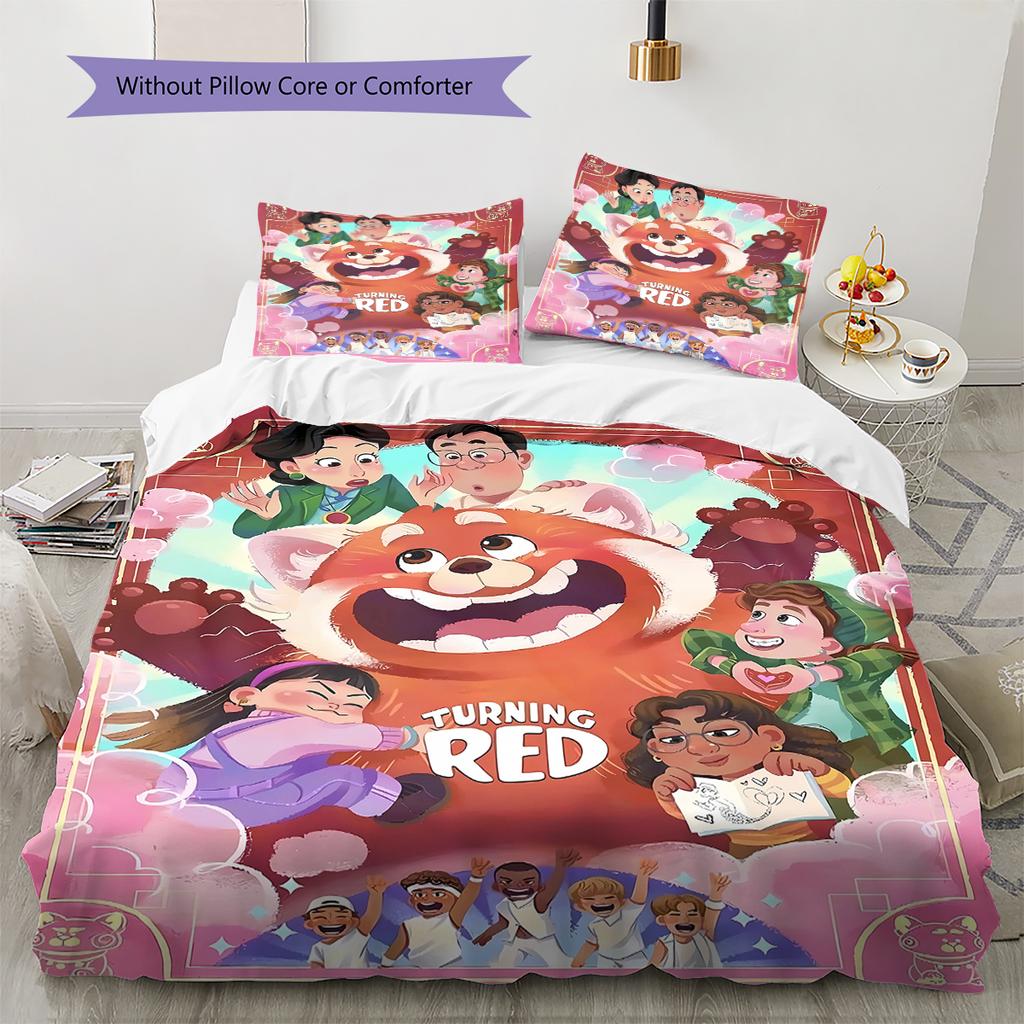 Cartoon Red Panda Pattern Bedding Quilt Set Quilt Cover Pillowcase Home Decoration Gift (1 * duvet cover + 2 * pillowcase, without core)