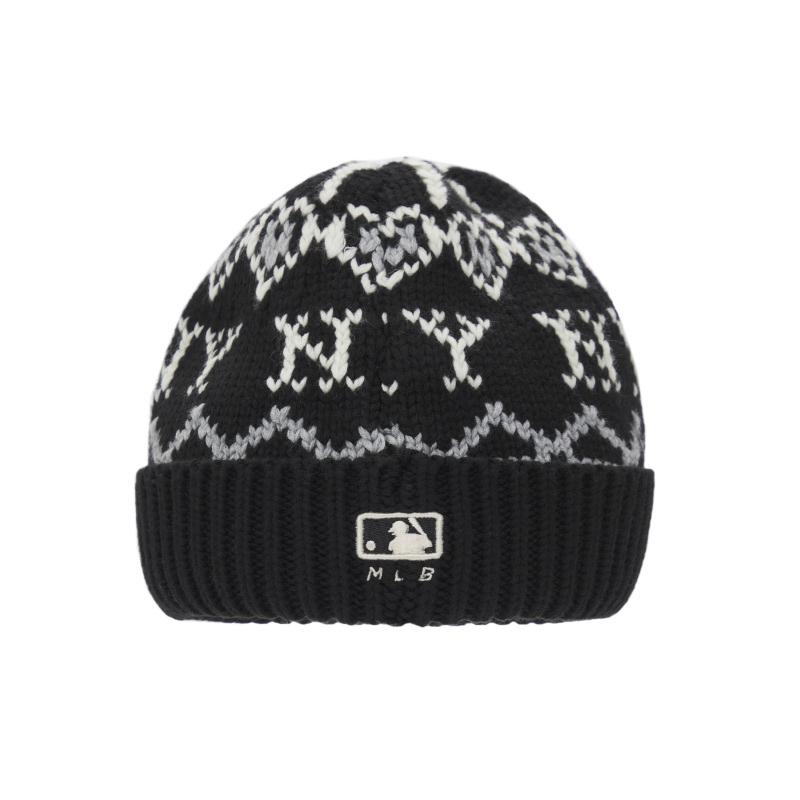 MLB Contains Wool Knitted Beanie Hat Unisex Black Fashion 3ABNBM546-50BKS