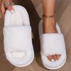 Fashion Fashion Open Toe Cotton Slippers for Women Soft Faux Fur Warm Cotton Slippers Woman Indoor Slip On Non Slip On Fur Slides Mujer