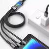 Transparent Fast Charging 3-in-1 Braided Cable With Led Indicator For Huawei Apple Android 100w