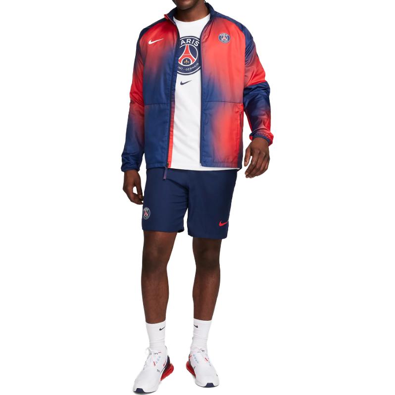 Nike Jachetă Camuflaj Largă cu Guler Înalt Mânecă Scurtă Jachete Bărbați Albastru DV4717-410