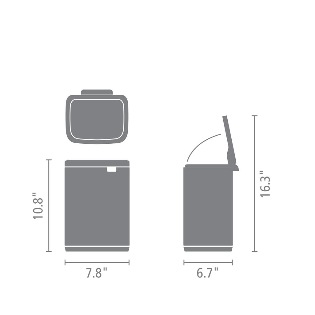 Brabantia Waste Bin with Lid, Manual Operation, Water Resistant, 4L, 20cm (W) x 17.2cm (D) x 27.2cm (H), Made in Belgium, Bo Waste Bin FPP Matte Finis
