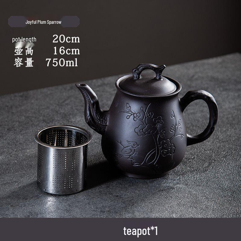 Large Capacity Handmade Yixing Zisha Teapot with Ceramic Teacup Set