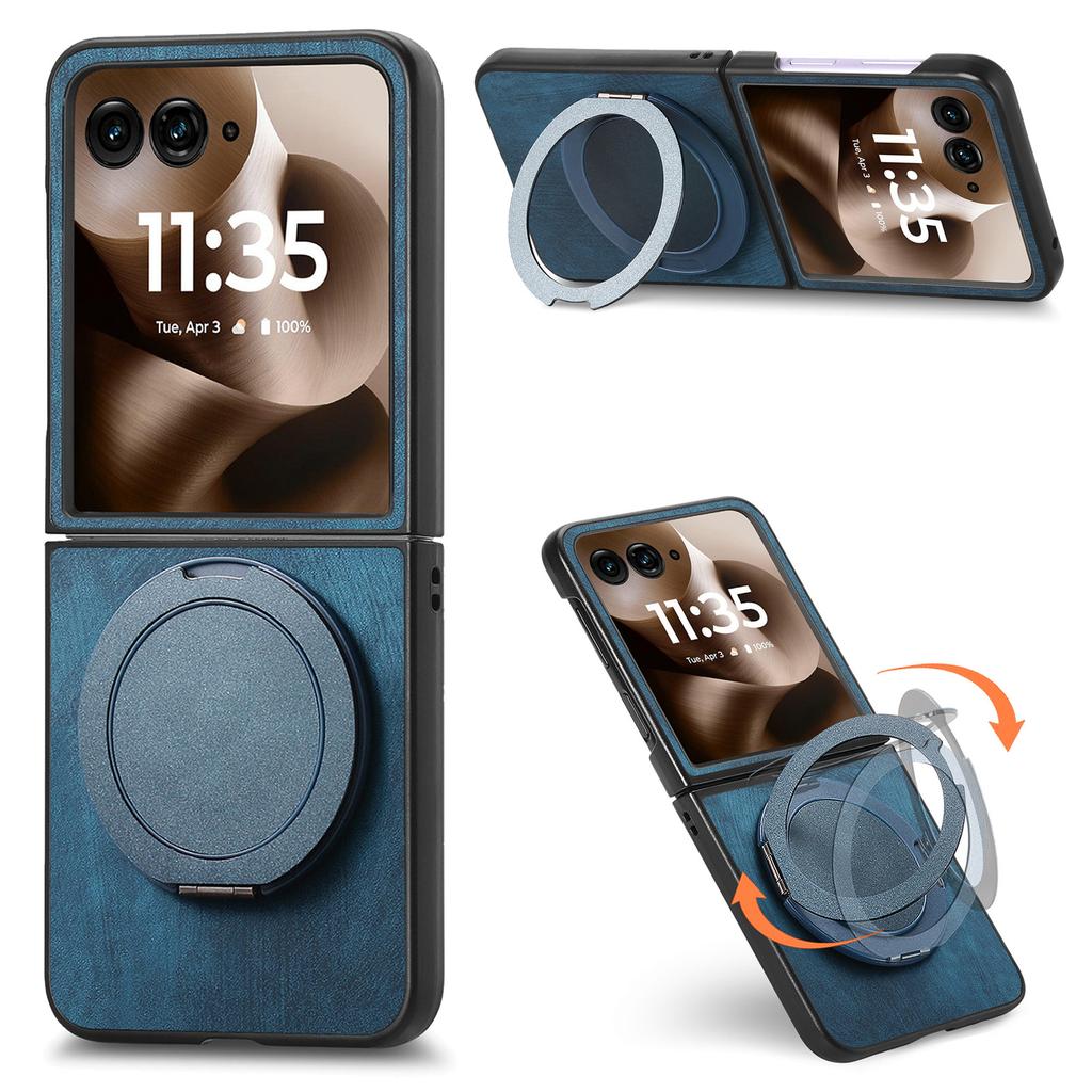 For Motorola Razr 60 Ultra 5G Phone Case with Rotating Kickstand Stress Relief Retro Leather Back Cover