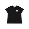 Solid Color Embroidered Badge Loose T-Shirt Women Tops Black DK008821-BLK
