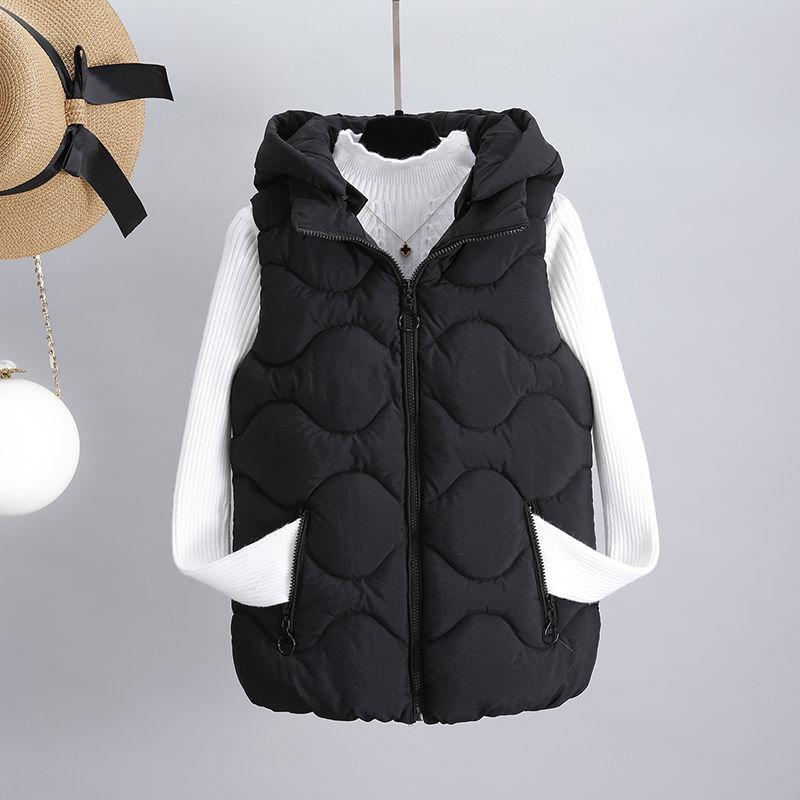 Herfst Winter Mode Katoenen Jas Wild Losse Casual Slim Fit Mouwloos Gilet met Afneembare Cap Katoen Dames Jas Vest Bovenkleding XL gray