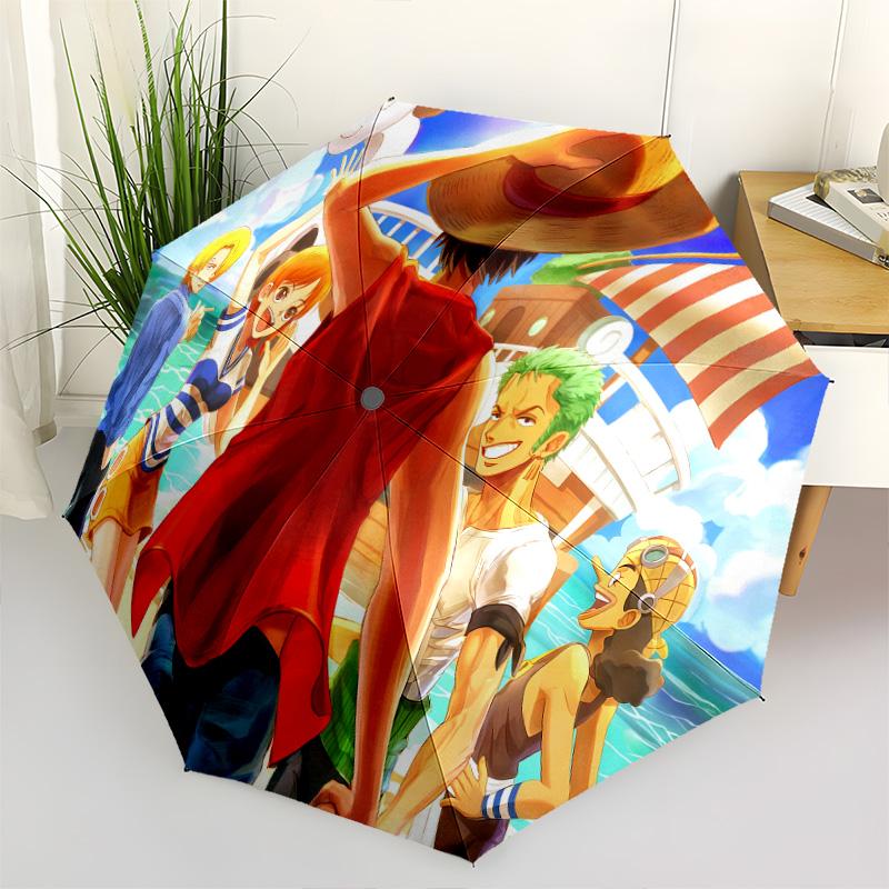 1 PC Automatic Folding Umbrella - Luffy D Pattern Portable Foldable Design With 8 Ribs Christmas Birthday Gifts