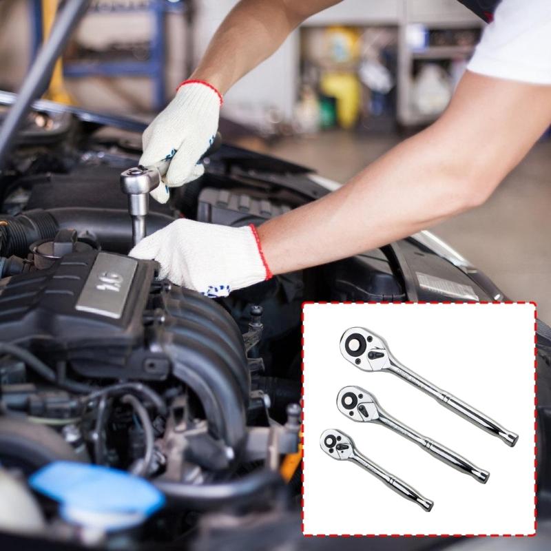 3Pcs Professional Ratcheting Wrench Tool 1/2 3/8 1/4 Inch Perfect For Mechanics And Home Improvement Tasks