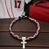 Dreifache Seil Baseballkette, Geflochtenes Seildesign Baseballkette mit Edelstahl Kreuzweg Anhänger, Teamgeist Geschenk Sportzubehör