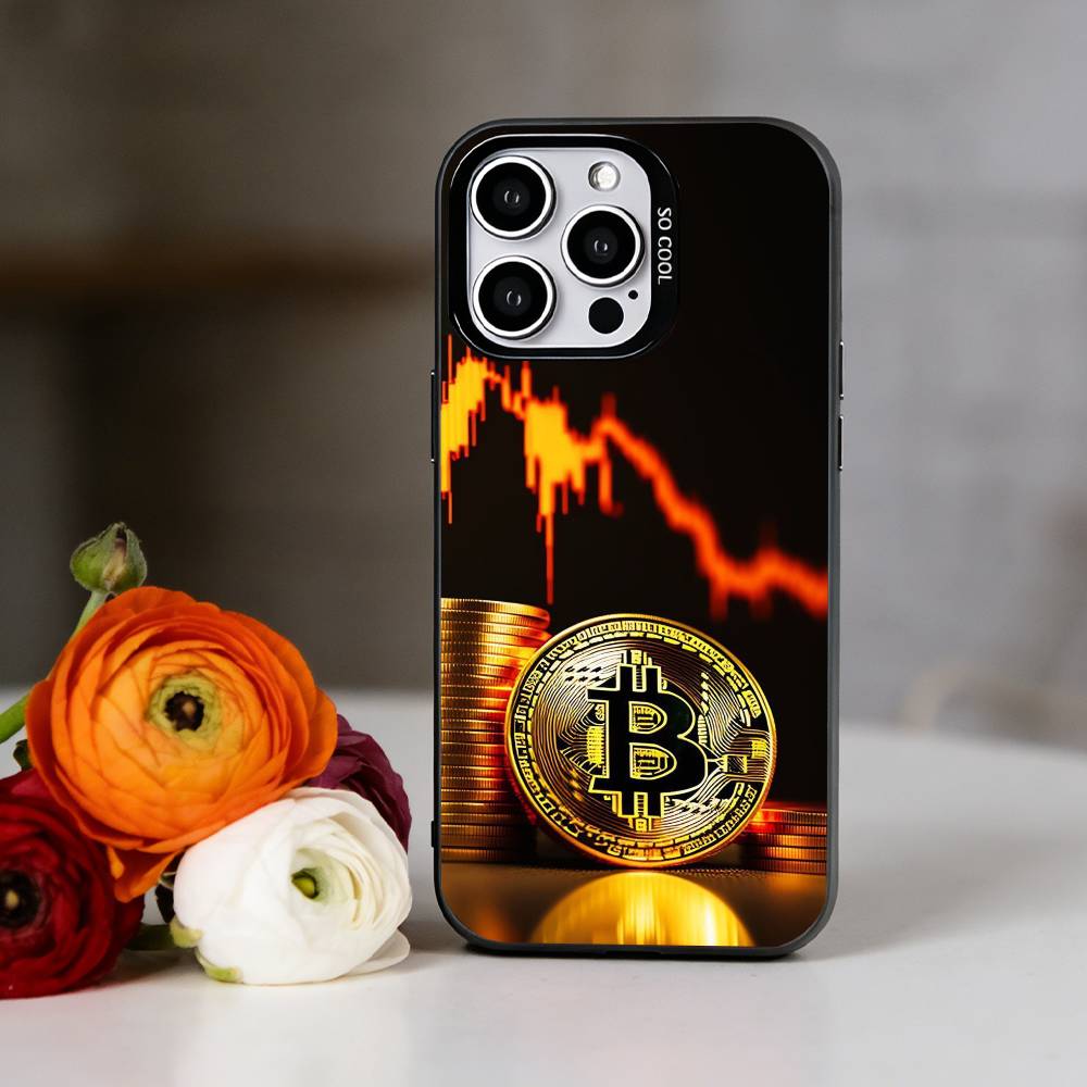 Bitcoin Crypto Phone Case For iPhone 17,16,15,14,13,12,11 Plus,Pro Max,XS,Colorful Silver Phone case Funda Cover