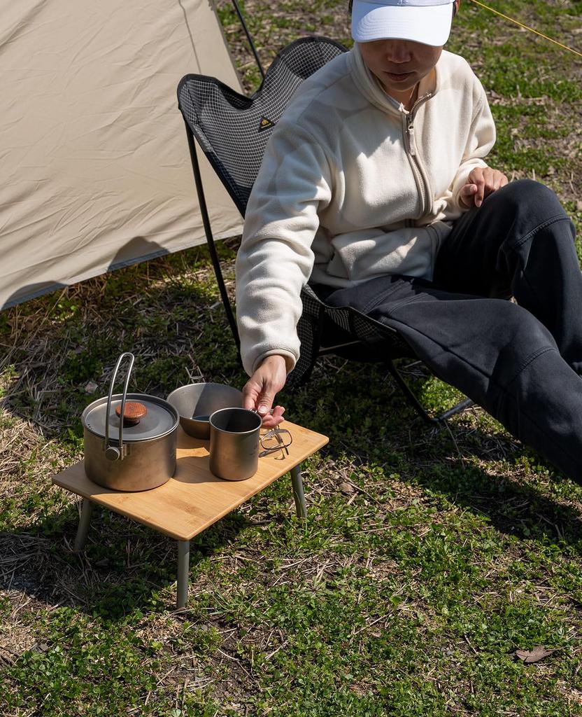 Camping Mini Low Table Bamboo Desktop Can Be Used with IGT Load 30KG Table 1kg Super Easy To Unfold and Take Down Super Contact 36x25x15cm Nature