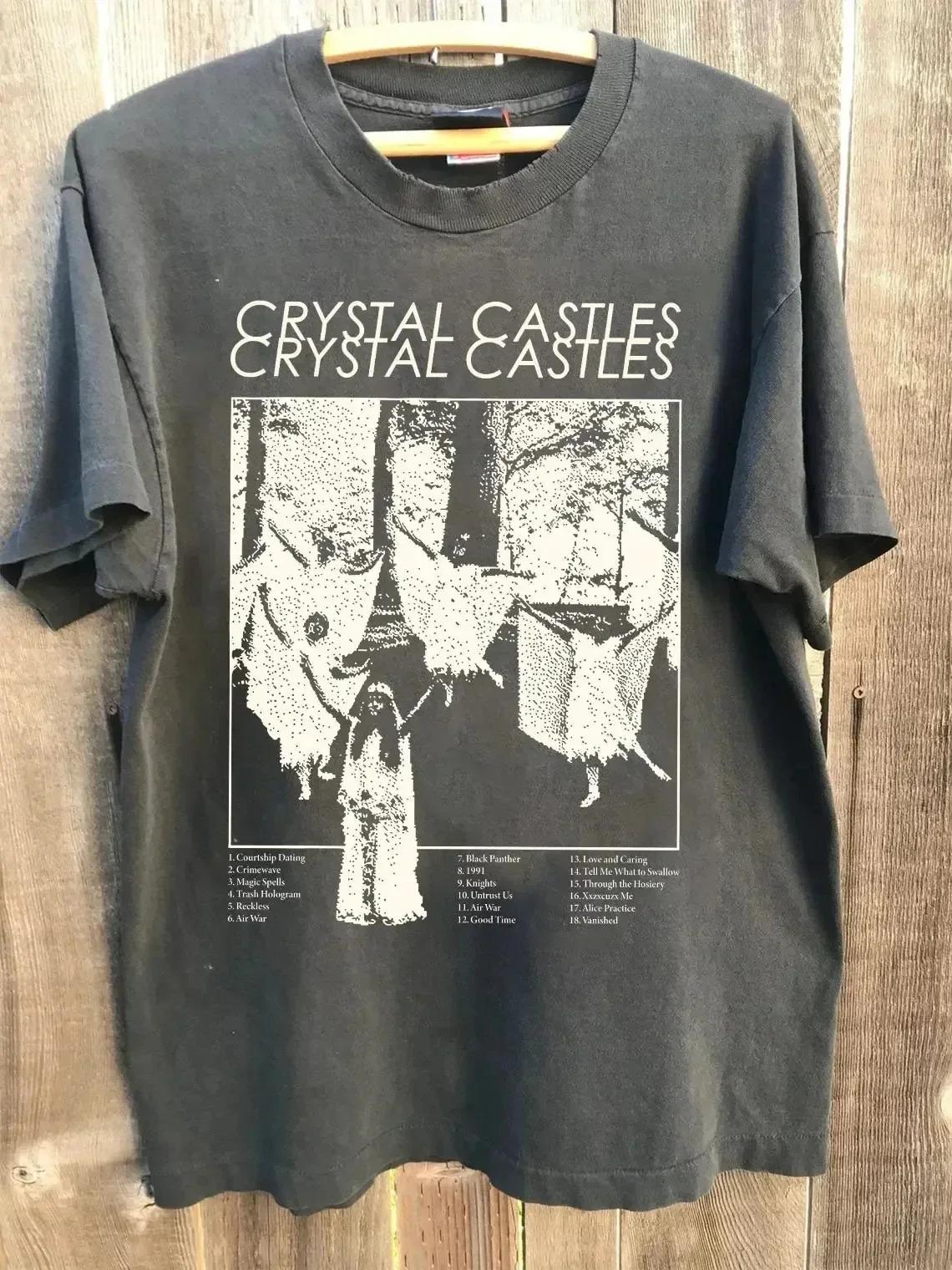 

Ретро Кежуал Топи Crystal Castles Модний Принт Футболка Круглий Виріз Вуличний Одяг Кежуал Вільна Футболка з Коротким Рукавом Унісекс S