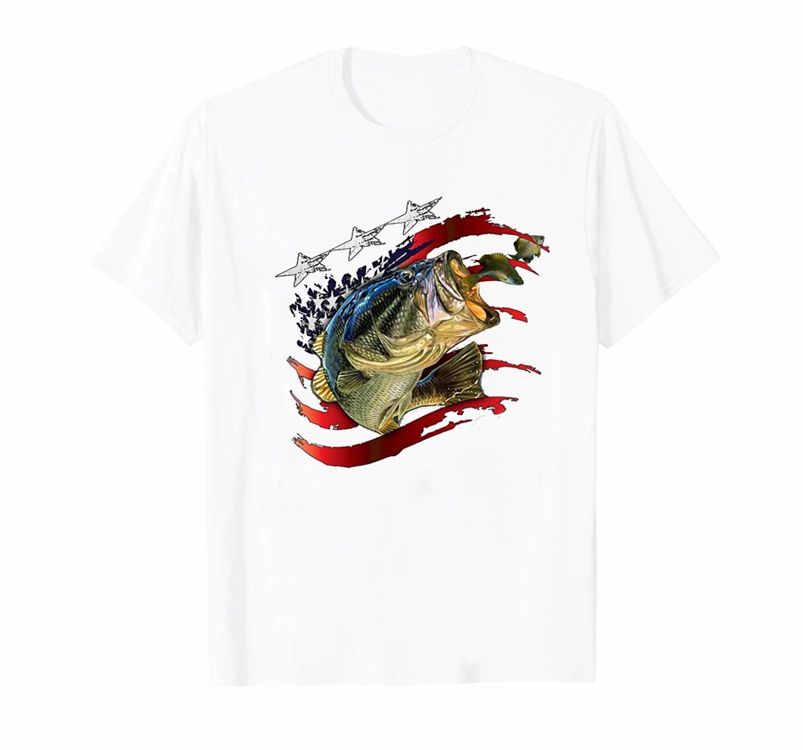 

Proud American Flag Bass Fishing Patriotic Angler TShirt Summer Cotton ONeck Short Sleeve Mens T Shirt New S3XL S