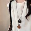 Retro Wooden Hip Flask Necklace: Versatile Choker & Sweater Chain Accessory for Women
