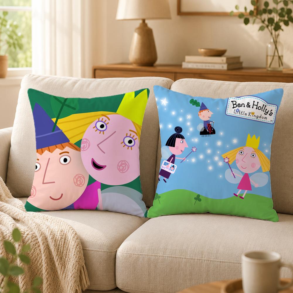 Housse de coussin dessin animé B-Ben Et Holly Petit Royaume Housse de coussin imprimée recto-verso Hypoallergénique Anti-acariens