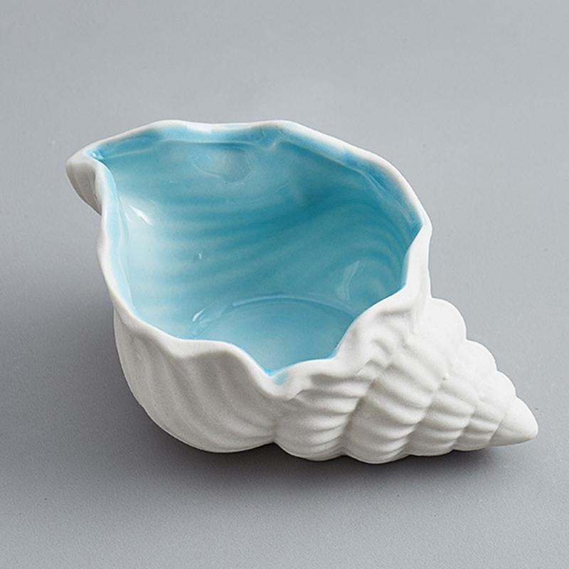 Elegant Coastal Themed Ceramic Dish For Jewelry Storage Makeup Vanity Tabletop Decorative Display Tray