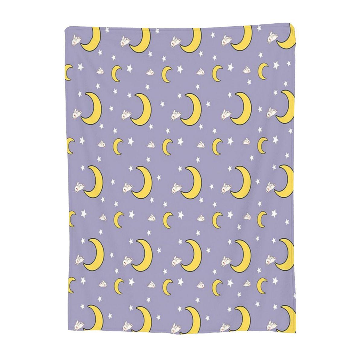 Cute Moon Bunny And Stars Pattern Blanket Fleece Sofa Throw Blanket Throw Blankets for Bedroom Outdoor Throws Bedspread Quilt Size: 75*100cm, Weight: 230 GSM