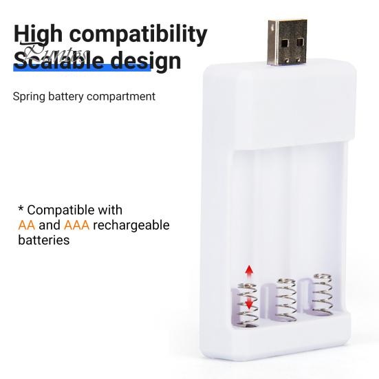 Battery Charger Safe Fast Charging with LED Indicator 3 Slots USB AA/AAA Rechargeable Battery Charging Adapter for Radio