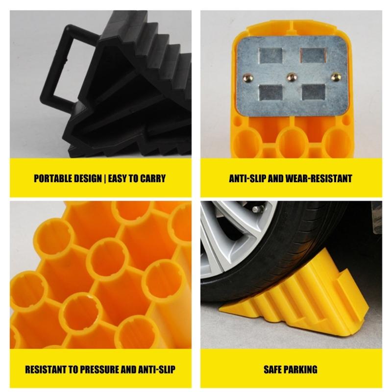 Reinforced Wheel Stopper For Secure Vehicle Parking Nonslip Base Design Wheel Chocks Garage Space Optimization