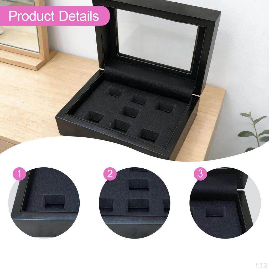 Box with Presentation Stand, Holder, Jewelry Organizer, Wooden Surface Smooth PU Coating,