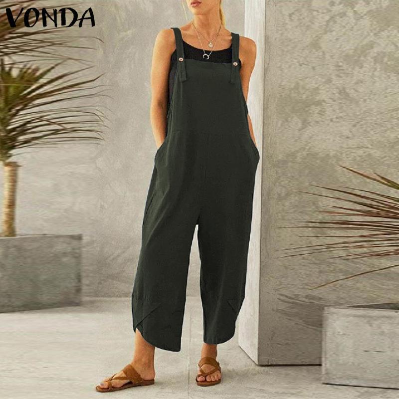 2022 Women's Fashion Solid Color Casual Cropped Overalls - European and American Style