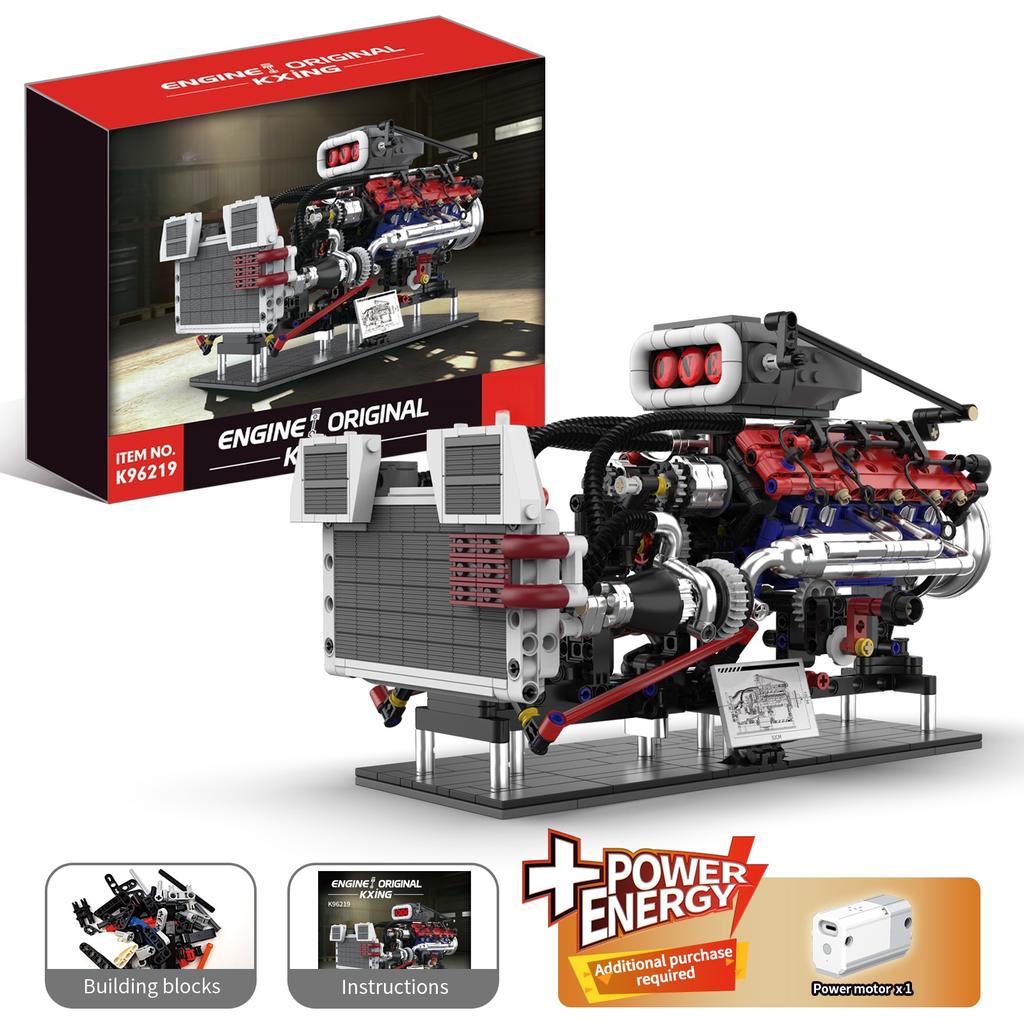 V8 Engine Building Blocks Sets Moc Scale Model Kit Collectible Set For Adults Construction Toys Gifts For Friends Men Teen Boys