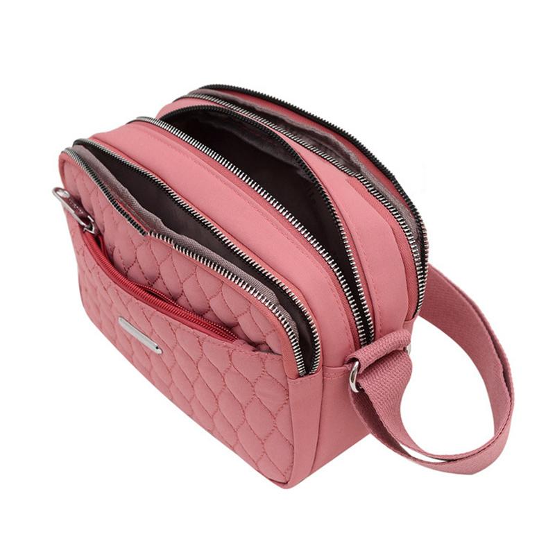 Lässige Nylon-Schultertaschen für Damen Mama Crossbody-Tasche Einkaufs-Handy-Geldbörse Mehrfach-Reißverschluss-Umhängetasche Premium