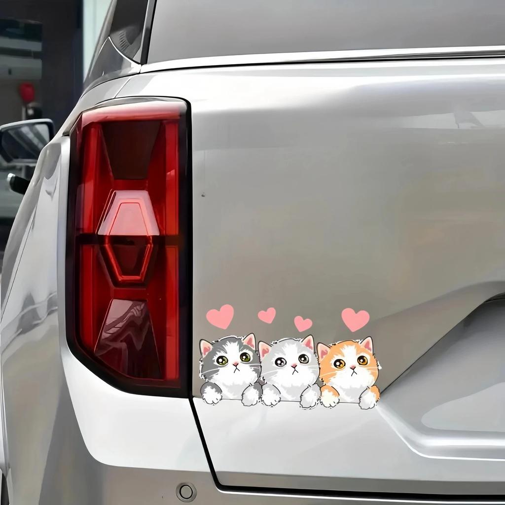 Adorable Cat Car Sticker Self-Adhesive Vinyl Bumper & Window Decal for Home, Life, and Animal Theme, Home Decoration, Indoor & Outdoor Use JM18