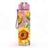 1PC Sunflower Boho Farm Floral Pattern 750ml Color Plastic Sports Water Bottle Leakproof Flip Straw Lid Suitable for Sports Office Home Use