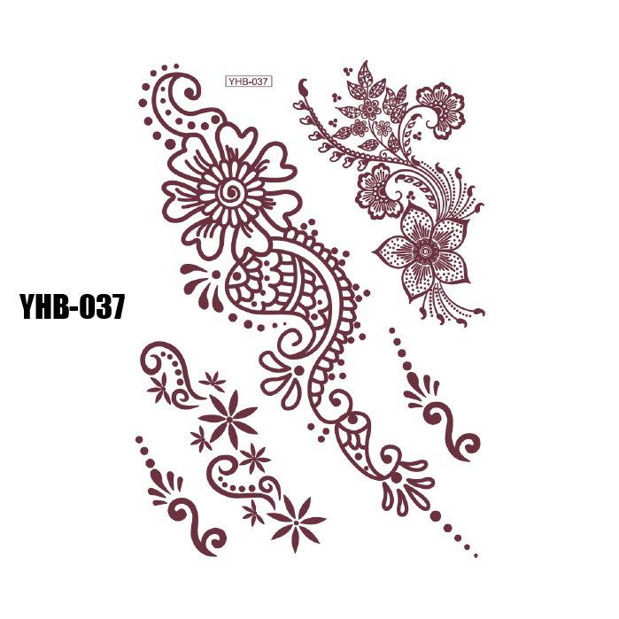 Brown Henna Lace Bridal Tattoo Sticker - Long-lasting & Waterproof 148x210mm