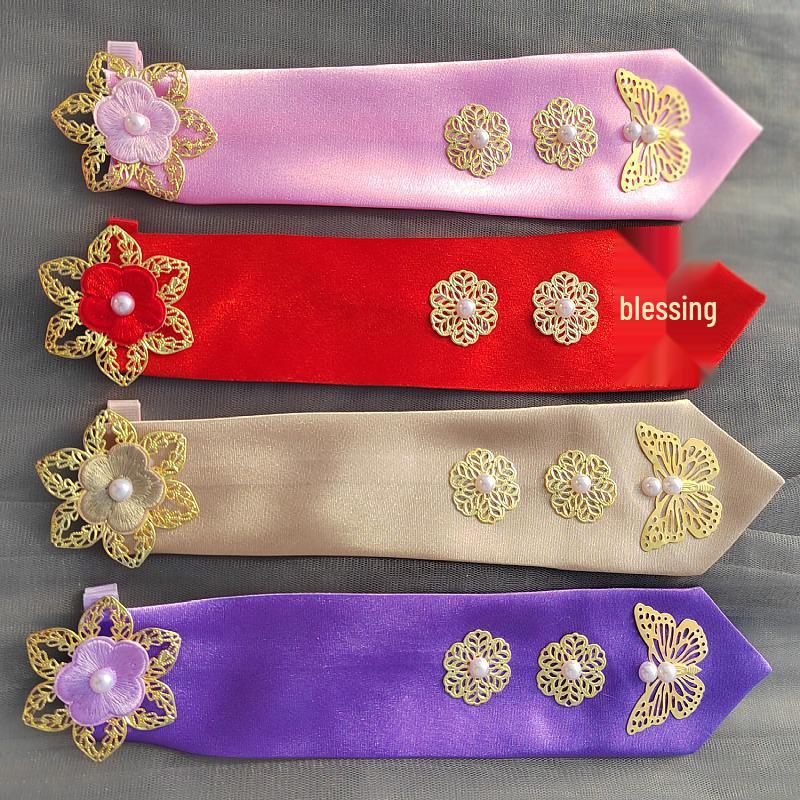 Purple Korean Ethnic Hair Accessories: Children's Headband and Girls' Hair Clips for Stage Performance and Hanbok Headdress