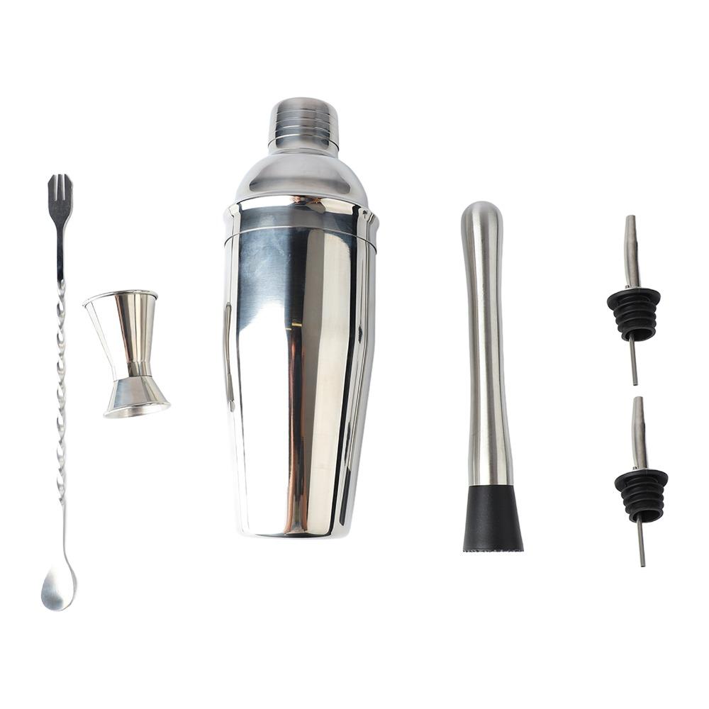 6 piece 750ml Cocktail Shaker Set Stainless Steel Drink Mixing Kit Practical Bartender Kit Bar