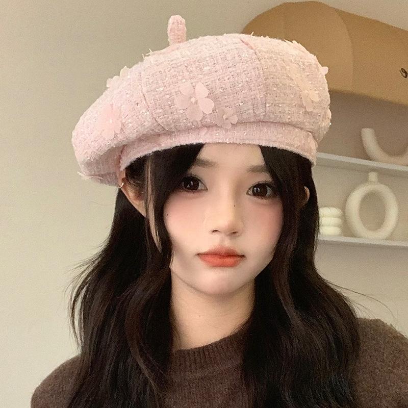 Autumn and Winter Hats for Women Small Fragrance Style Flower Beret  Fashionable and High End Small Temperament  Star Anise Hat