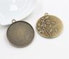 5pcs/lot 35mm Inner Size Antique Bronze Silver Plated colors plated Flower Fashion Style Cabochon Base Setting Charms Pendant