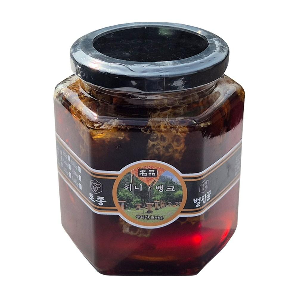 Bottled Honeycomb Honey, Domestic Honeycomb Honey, Aged Honey, Beeswax Honey, Holiday Gift, Return Gift - Hexagonal Glass Bottle 1.4kg 1 Pcs
